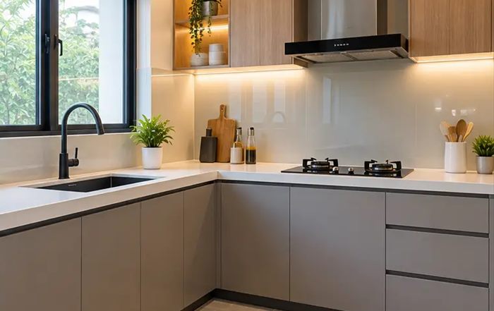 Kabinet dapur moden yang dibuat dan dipasang oleh tukang kabinet KerjaTukang di Bukit Bintang