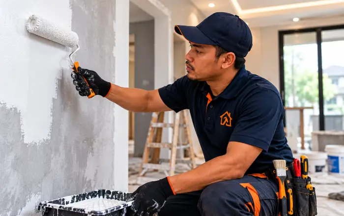 Tukang mengecat dinding, tukang cat rumah KerjaTukang untuk pelanggan yang juga perlukan kerja kabinet dapur di Bukit Bintang